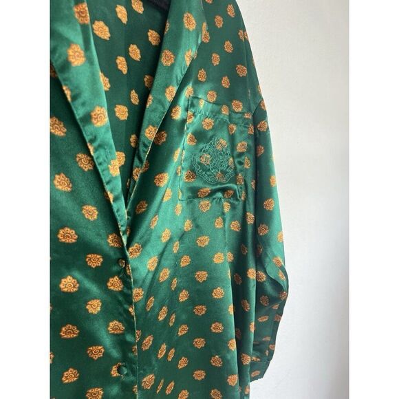 Victoria Secret Vintage Y2K Gold Label Womens Sleep Shirt Green Satin Pjs Medium - Picture 7 of 11